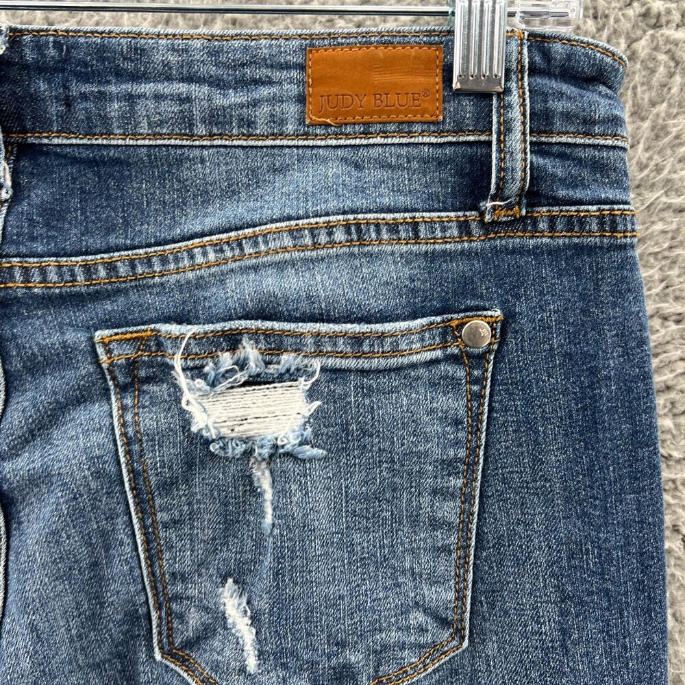 Judy Blue Jeans Womens 11/30 Boyfriend Fit Blue Stretch Distressed Denim - Picture 5 of 12